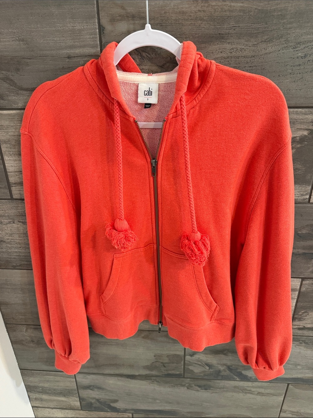 CAbi Coral Zip-Front Hoodie Sweater